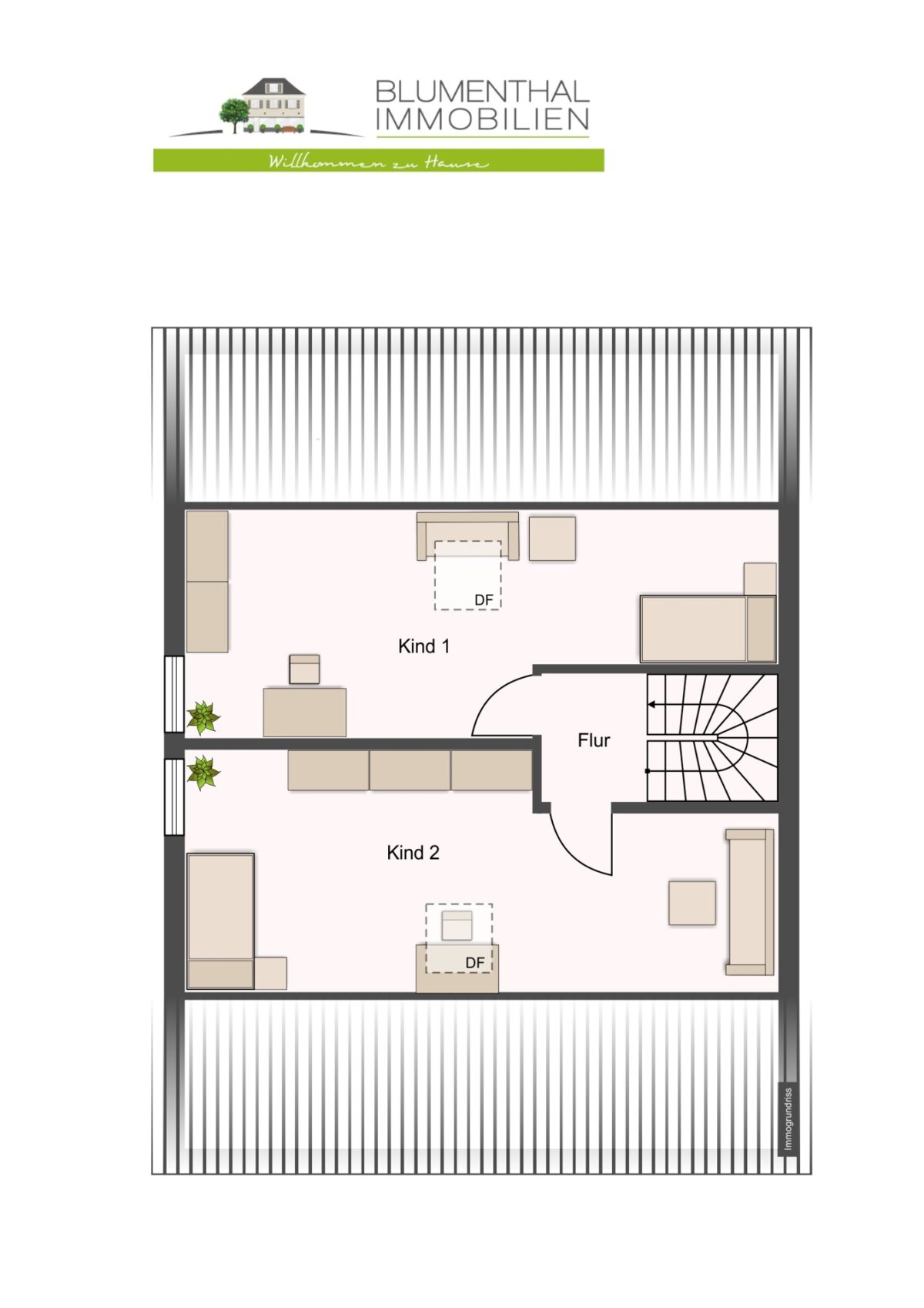 Wohnungsgrundriss Spitzboden (als 2 Zimmer Variante)