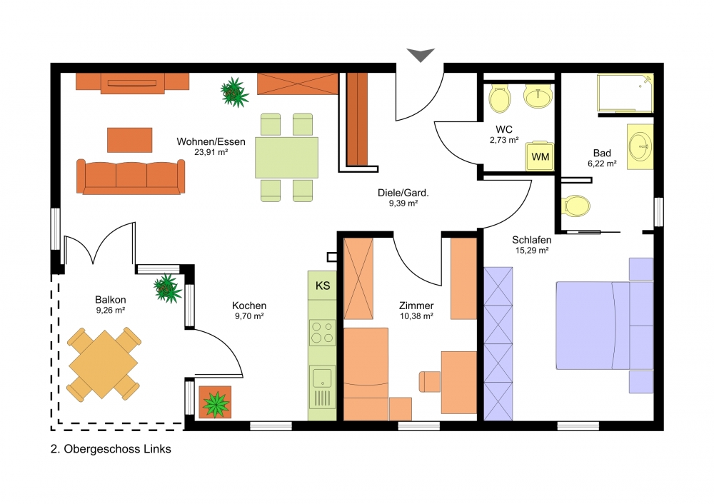 Grundriss Whg. 7 Haus E 2. OG